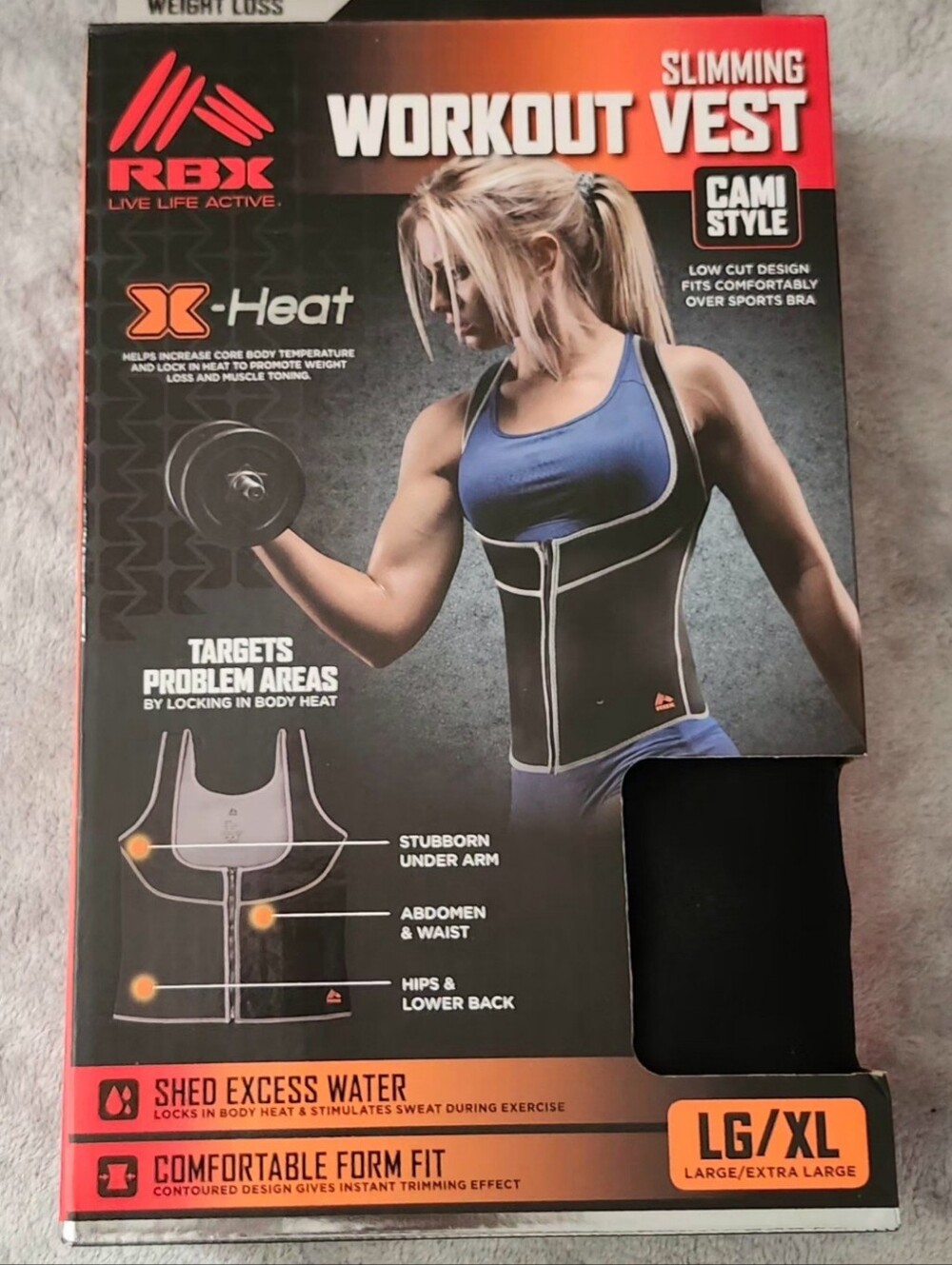 RBX Black Slimming Workout Vest with White Trim